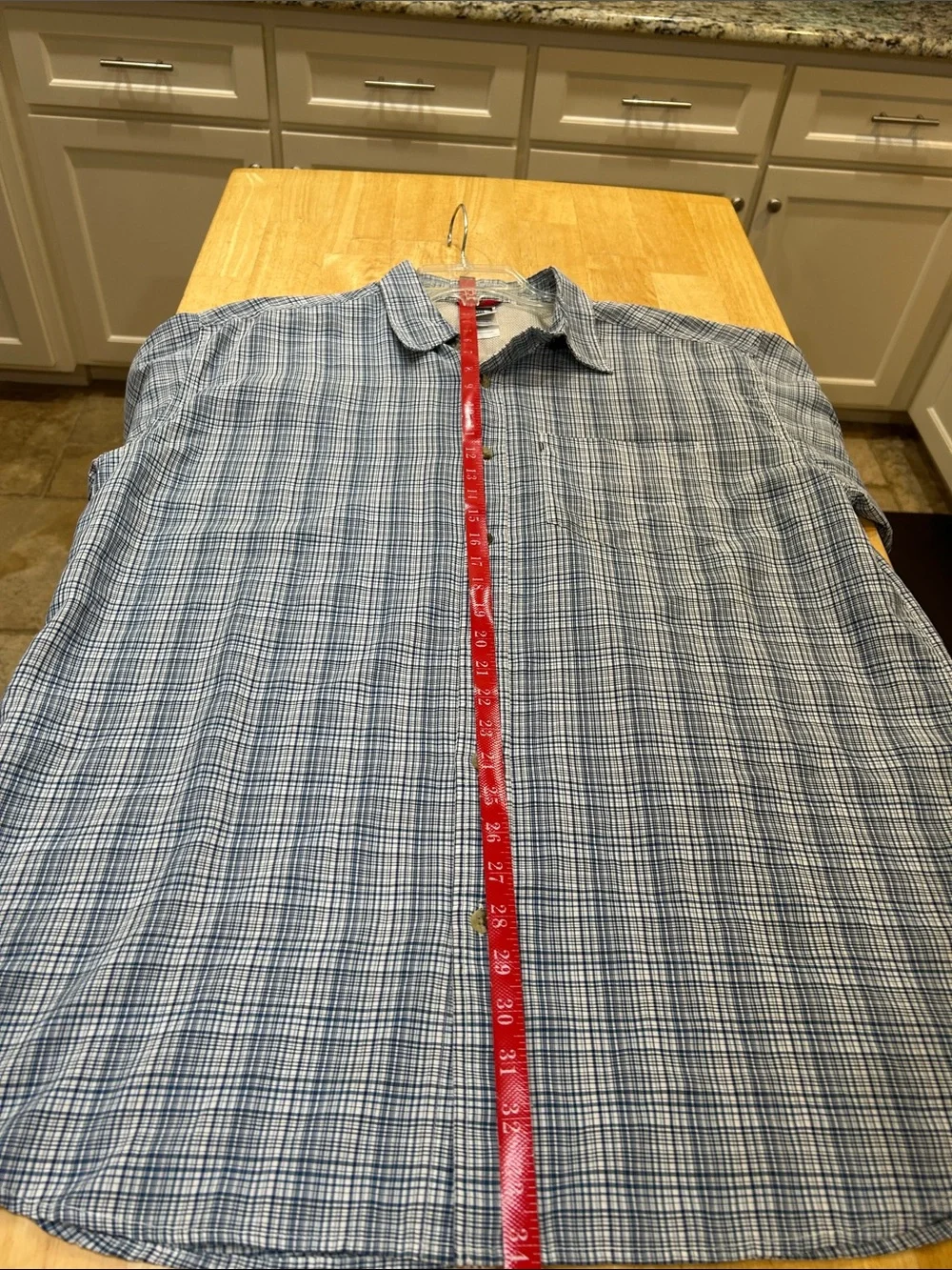The North Face Men's Blue Plaid Short-Sleeve Button-Down Shirt